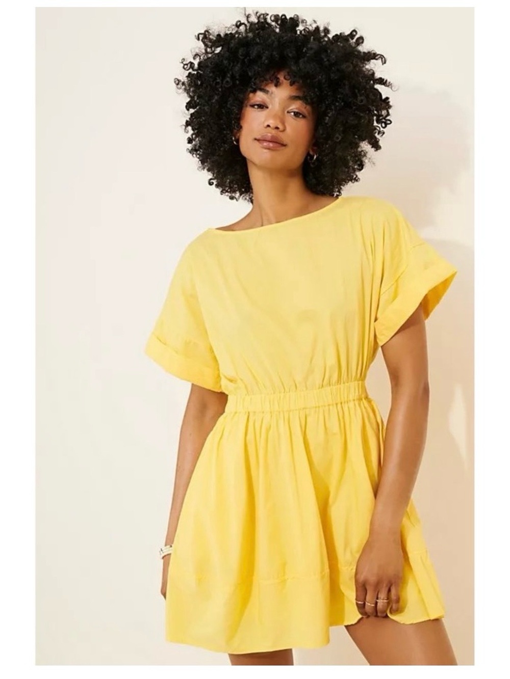 Women’s Free People Fulltime Fun Yellow Short Sleeve Dress